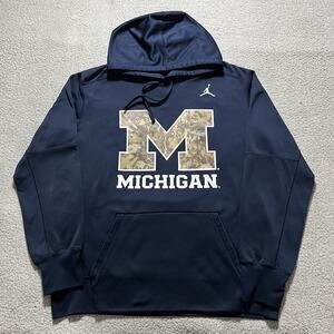 Michigan Wolverines Hoodie Mens XL Blue Jordan Pullover Sweatshirt Football